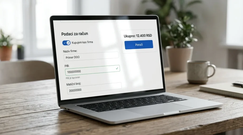 Polja za podatke firme na kasi web prodavnice